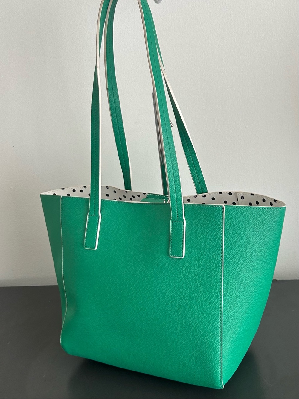 Tommy Bahama Green Reversible Tote Bag Carryall structured tote - Picture 4 of 11